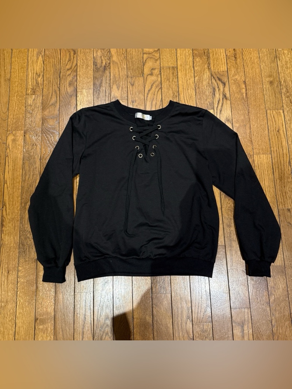 Black Lace-Up Pullover Sweater